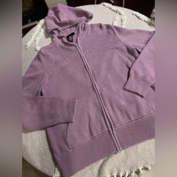Lane Bryant Sweaters - Lane Bryant Lavender Hooded Cardigan